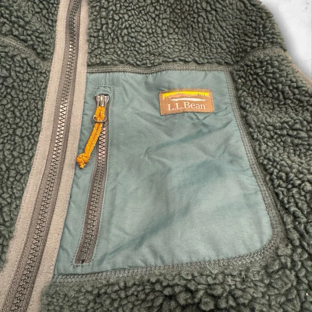 LL Bean Men's Bean's Sherpa Vest Full Zipper Green Size XXL‎